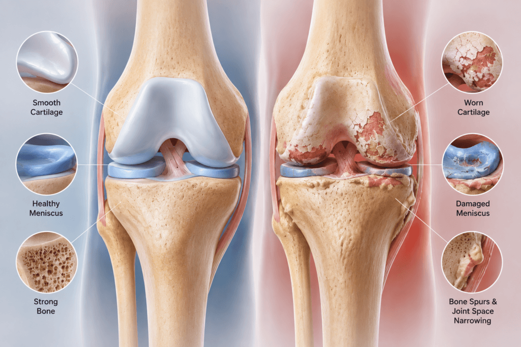 Healthy vs Arthritic knee joint